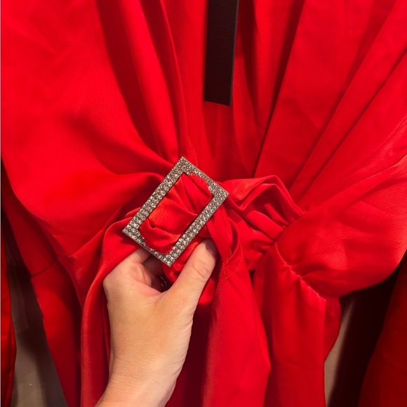 House of Harlow 1960 Red Satin Long Sleeve mini cocktail Christmas holiday - Picture 14 of 15